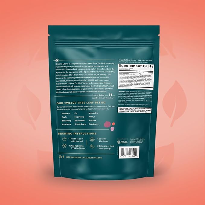 Healing Leaves, Longevity Blend Loose-Leaf Tea- 30 Servings | Biblically Inspired, 12 Fruit Tree Leaf Blend. Supports Digestion, Immune Function, Healthy Inflammation Response and Energy