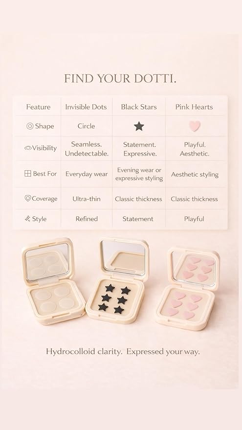 Pimple Patches Hydrocolloid for Face – Acne Spot Treatment Stickers – Invisible Zit Dots for Breakouts – Day & Night – 24 Count – DOTTI (Pink Heart)