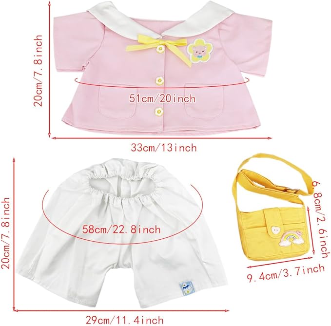 14"-18" Stuffed Animal Clothes Coat Pants Backpack School Uniform Make Your Own Stuffed Animals Dress Up Accessories (Blue)