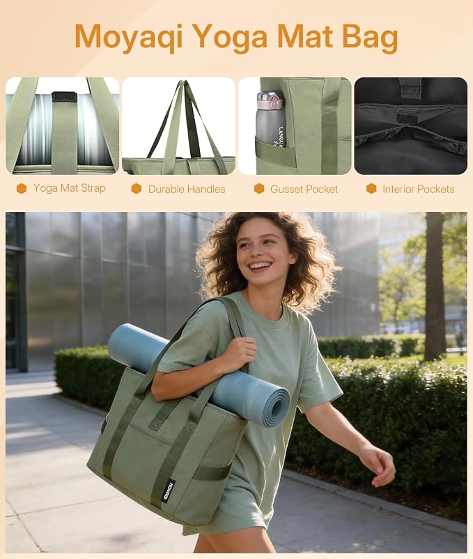 MOYAQI Gym Bag for Women with Zipper, Nurse Work Tote with Compartments, Womens Beach Yoga Bag for Sport, Travel