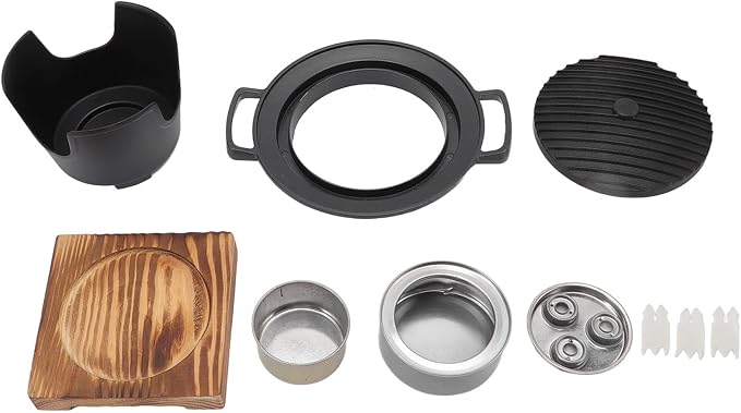 Portable Wooden Charcoal Grill,Japanese Hibachi Tabletop BBQ for Indoor/Outdoor Use, Camping, Patio, Backyard & Picnic | Durable Cast Iron & Aluminum Alloy Construction