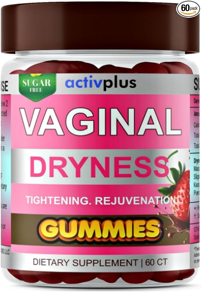 Vaginal Dryness Mosturizer | OBGYN-Formulated #1 Gummies for Vaginal Dryness Tightening | Hormone-Free Monk Fruit Sugar Free | Cocoa Strawberry Flavor 60 Vegan Gummies