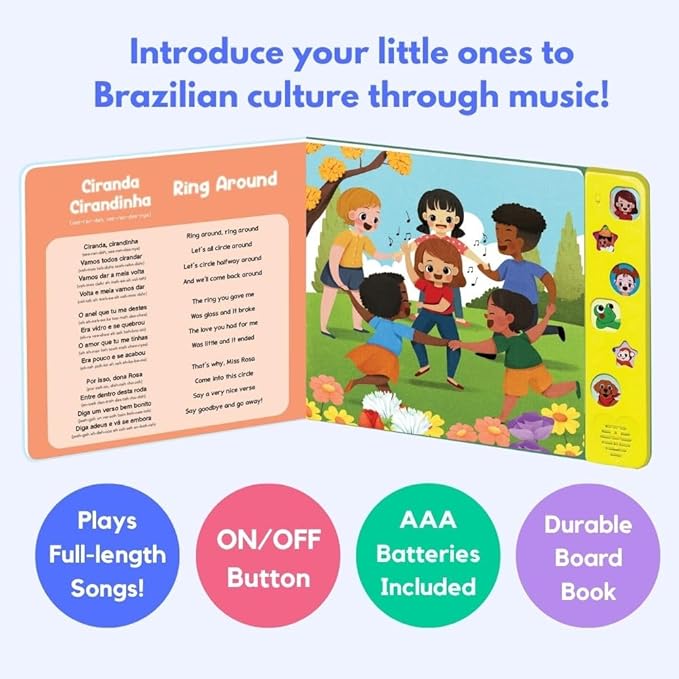 I Love to Sing in Portuguese: Brazilian Nursery Rhymes, Musical Baby Sound Books for Toddlers 1-3, Brazilian Books for Children, Interactive Songbook