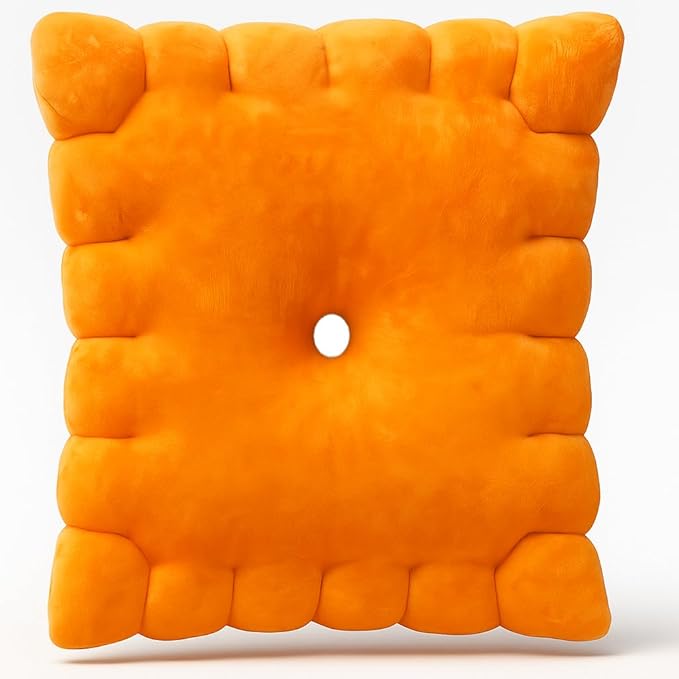 Cheese Cracker Plush Pillow – 10" Soft & Huggable Stuffed Food Plush Toy – Cute Snack-Inspired Cuddly Gift for Kids & Adults