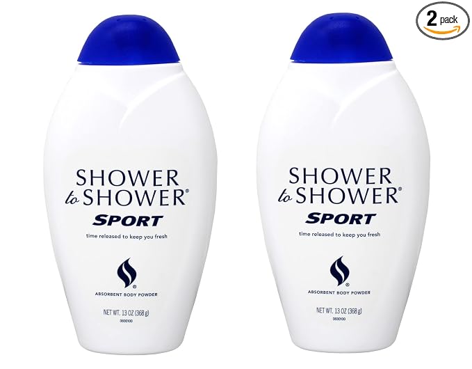 Shower to Shower Absorbent Body Powder, Sport, 13-Ounce Bottles (Pack of 2)