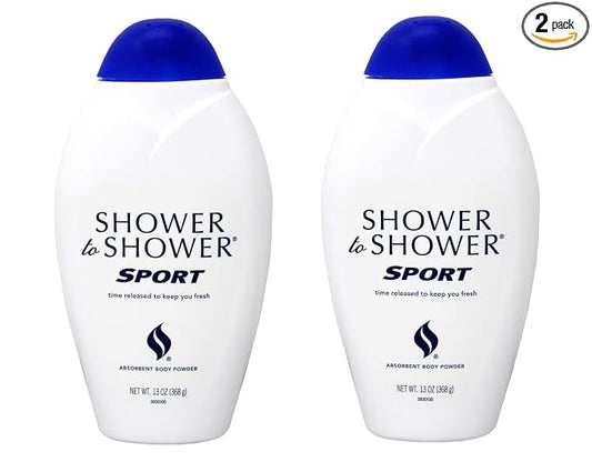 Shower to Shower Absorbent Body Powder, Sport, 13-Ounce Bottles (Pack of 2)