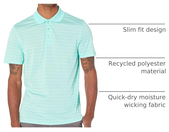 Amazon Essentials Men's Moisture Wicking Golf Polo Shirt, Short Sleeve, Slim-Fit, Quick-Dry, Active Wear