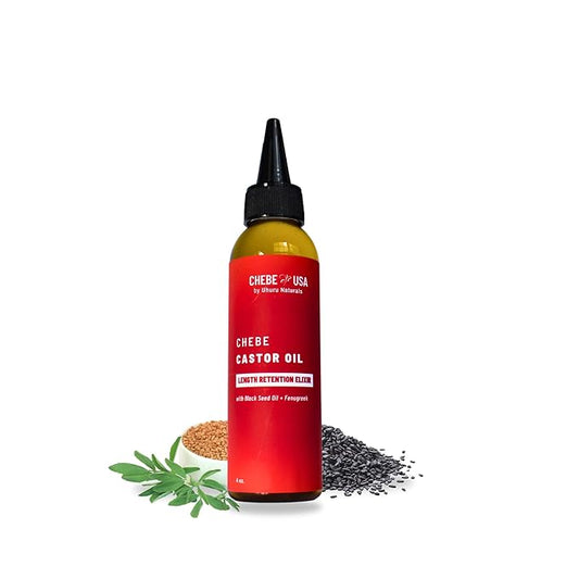 Original Chebe Castor Hair Growth Oil (4oz) – Nourishing & Moisturizing Hair Treatment for Thicker-Looking Hair – Infused with Black Seed, Clove & Rosemary – Authentic Chebe for All Hair Types