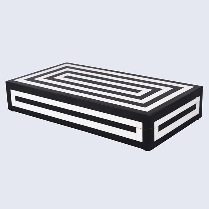 Handicrafts Home Large Decorative Storage Box 12x6– Coffee Table Organizer Box, Modern Home Décor Accent, Keepsake Memory Box, Jewelry Storage Box, Boho Decorative Box with Lid for Shelf, Mantle Decor