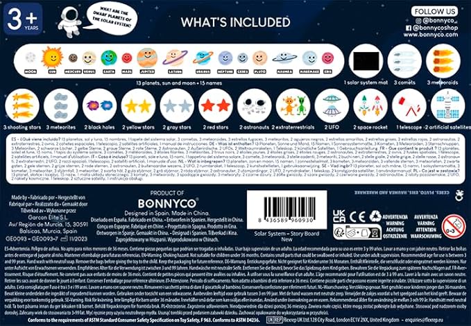Solar System for Kids Toys with 61 Felt Figures - BONNYCO | Space Montessori Toys, Girls Boys Birthday Gifts Planets | Felt Board for Toddlers Story, Educational Kids Gifts 3 4 5 6 7 8 Years Christmas