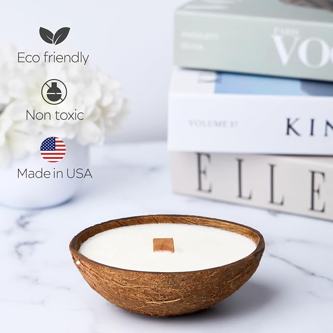 – Scented Candles Clearance | Coconut Shell Soy Wax Candle with Wooden Wick | Candles for Home Décor | Gift Idea for Women (3, Pistachio/Salted Caramel/Coffee)