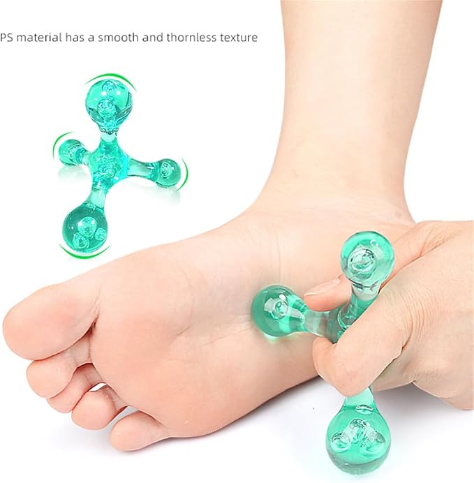 Trigger Point Massage Tools, 2 PCS 4 Point Manual Deep Muscle Tissue Trigger Massager, Handheld Palm Pressure Point Massage Tool, for Neck Shoulder Back Muscle Pain Relief (Green)