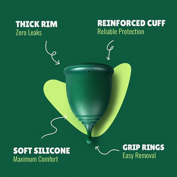 SHORDY Menstrual Cup Set - Reusable Small & Large Period Cups for Beginners | Soft medical grade silicone, 12 hr leak-free comfort, Storage pouch, Disc tampon alternative copa menstrual