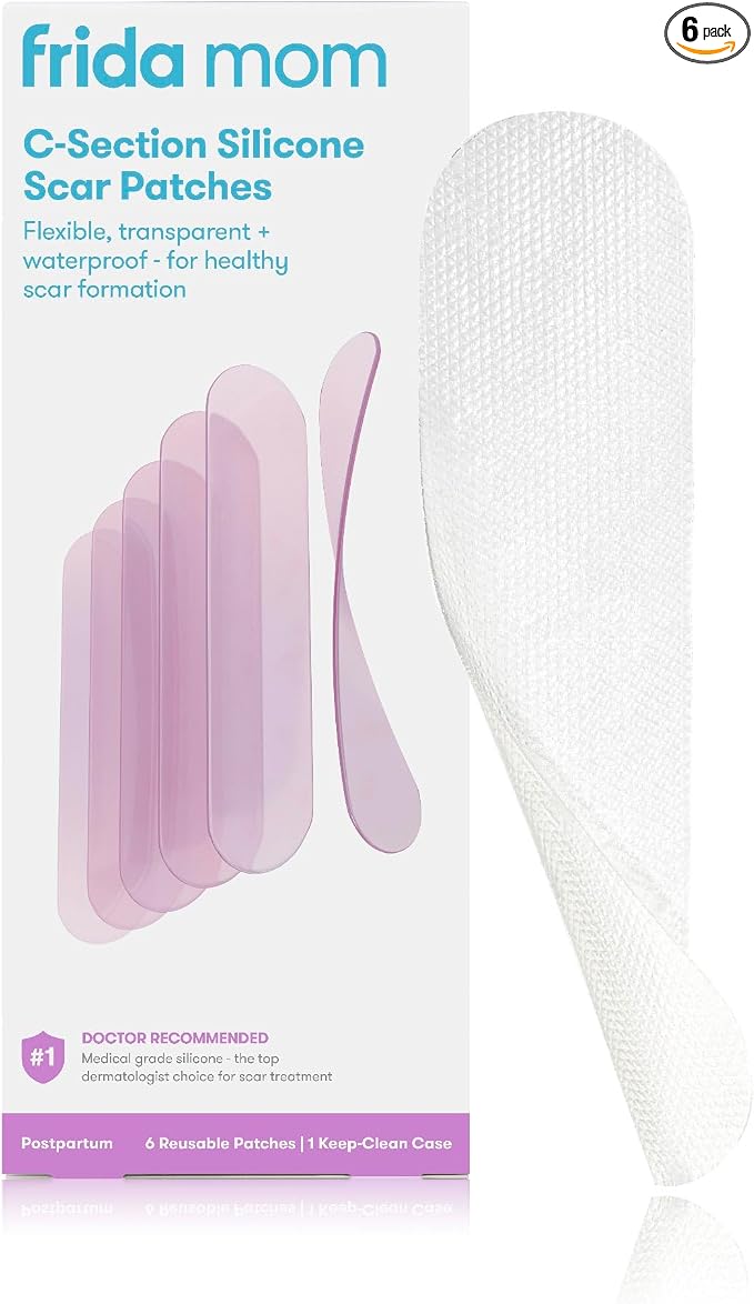 Frida Mom C-Section Silicone Strips, C-Section Recovery Must Have Scar Patches, Reusable Medical Grade Treatment for Keloid Scars, Includes Case & Pouch