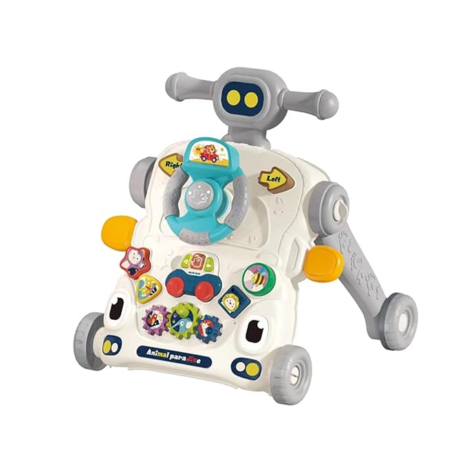 Baby Walker 3 in 1 Sit to Stand Push Walker With Activity Table and Center for Newborn Toddler (Grey)