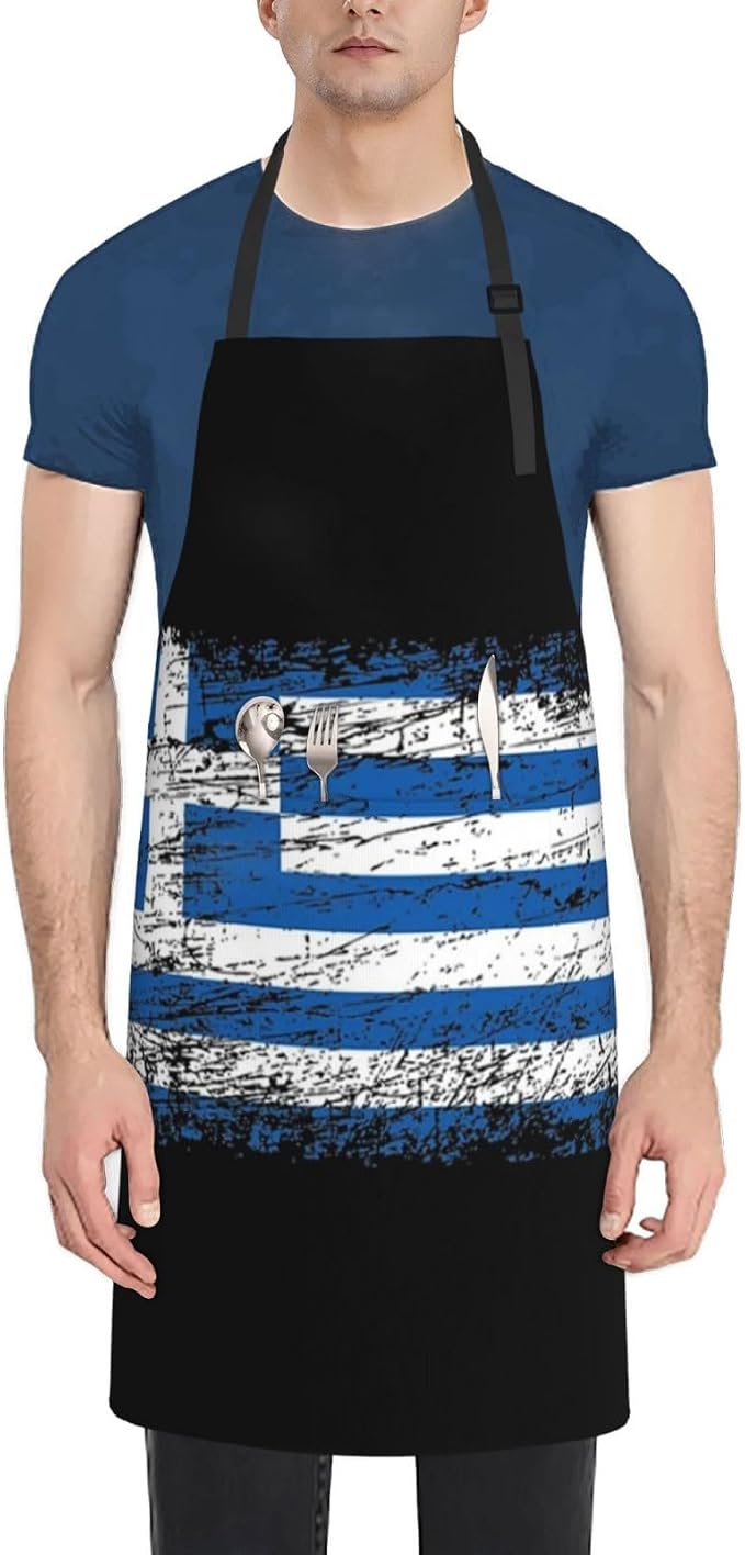 Cute Flag Kitchen Cooking Aprons for Women Men Adjustable Patriotic Flag Apron with 2 Pockets for Home Kitchen Garden