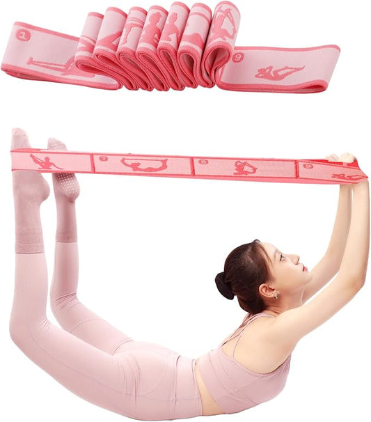 9 Loops Elastic Yoga Strap - Adjustable Stretching Band for Physical Therapy, Dance, Pilates & Gymnastics, Multi-Loop Exercise Band for Flexibility, Home Workout
