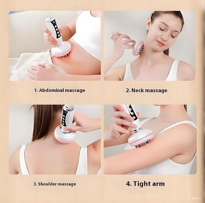 Lymphatic Drainage Massager, Anti Cellulite Massage Tool & Body Sculpting Machine - 4-in-1 Red Light Therapy & Heat for Legs Arms Belly, Moxa Pads Included
