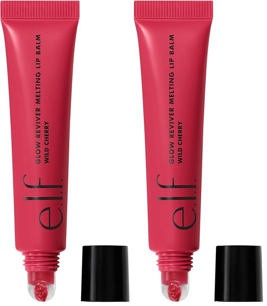 e.l.f. Glow Reviver Melting Lip Balm, Hydrating Tinted Lip Balm For A Glossy Finish & Soft, Supple Lips, Vegan & Cruelty-Free, Wild Cherry, (Pack of 2)