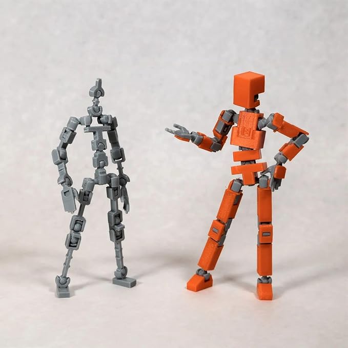 3D Printed Multi Joint Movable Mechanical Doll Model, Toy Design Style, Custom Desktop Ornament (Red)