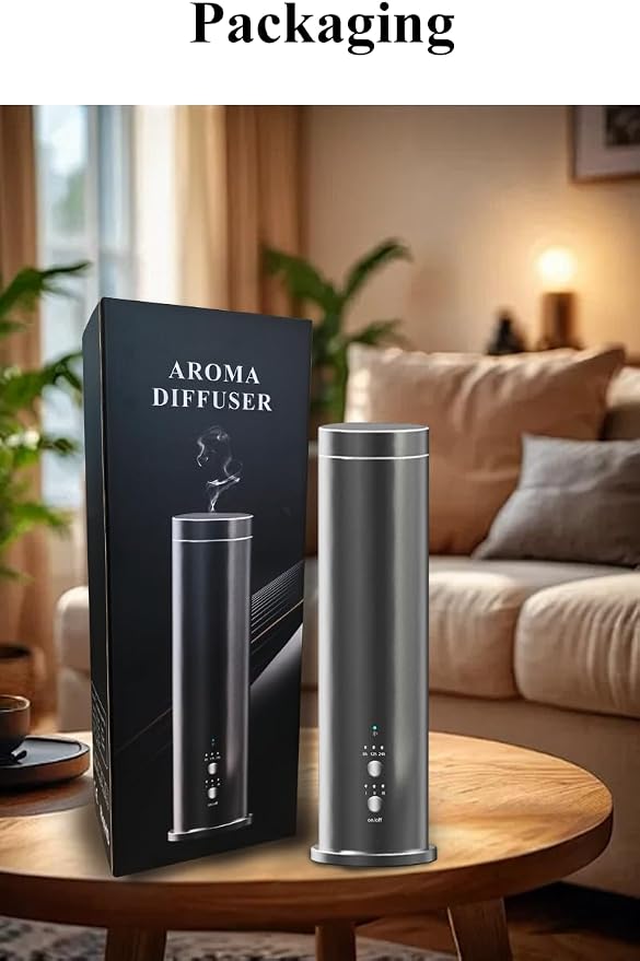 Waterless Essential Oil Diffuser 1000 Sq Ft, Nebulizing Diffuser with Remote & Timer, Adjustable Mist, Mood Light, Plug-in Aromatherapy for Home Office Hotel, Silver M202S