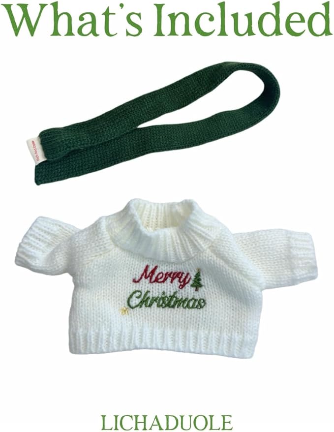 7"/18cm Clothes for Stuffed Animals Bashful Bunny Outfit - Knit Cardigans Scarf 3-Piece Set（NO Doll）