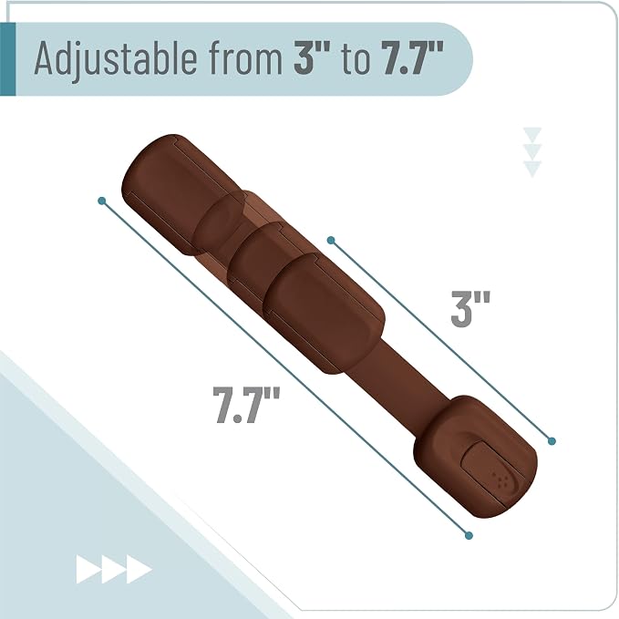 Bates- Child Safety Strap Locks, 12 Pack, Brown, Child Locks for Cabinets and Drawers