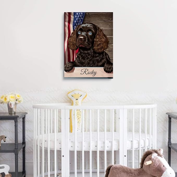 Custom Wooden Jigsaw Puzzles with Your Dog's Name on American Water Spaniel Art Print - 300 500 1000PCS Puzzles Game and Home Wall Decor