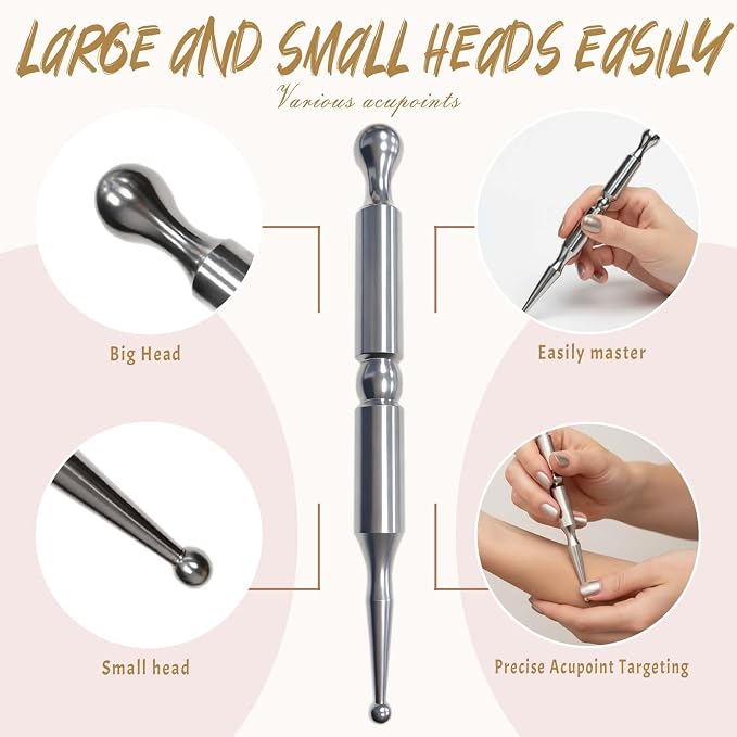 Gdojj Acupuncture Pen, Stainless Steel Acupressure Pen, Trigger Point Massage Tool for Muscle Tension Relief, Manual Reflexology Massage Tool