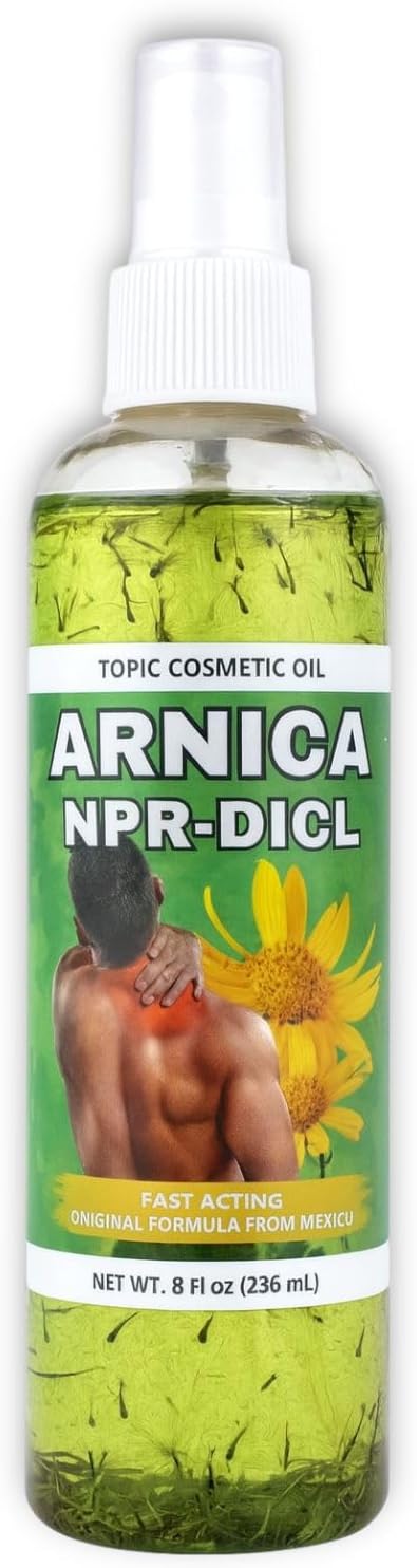 Arnica Massage Oil - 8 oz (236ML) - Aceite con Arnica - Moisturizing, Infused with Real Botanicals - Body Care Cosmetic Comfort Moisturize Moisturizer