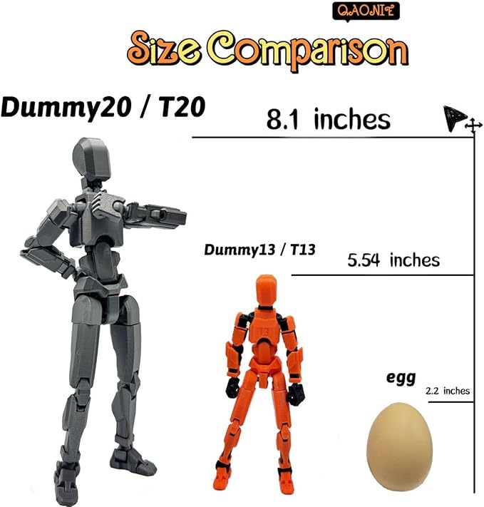 3D Printed Enlarge Body Size 8.1-inch Action Figure Dummy20, Full Body Mechanical Movable Toy, Multiple Accessories, Desk Decoration (Bracket, 3 HandsType, Weapons, Armour) (Brilliant Green)