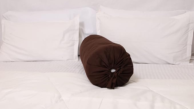 Saffron Quilted Bolster Pillow Cover (Brown, 8" Diameter x24 Long (20 cm x 60 cm))