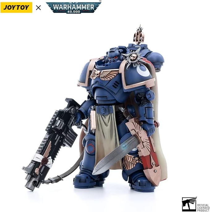 JoyToy Warhammer 40K Ultramarines Captain with Master-Crafted Heavy Bolt Rifle 1:18 Scale Action Figure Mecha Joy Toy Collection Model 4.92in