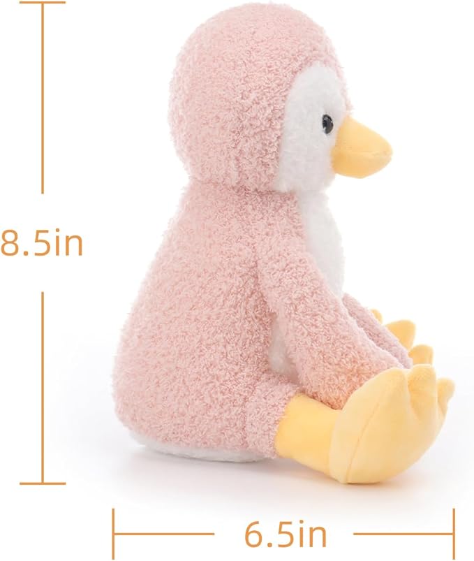 Apricot Lamb Pink Velvet Penguin Stuffed Animals for Kids, Soft Cute Plush Toys for Baby Girl and Boy, 8.5 Inches