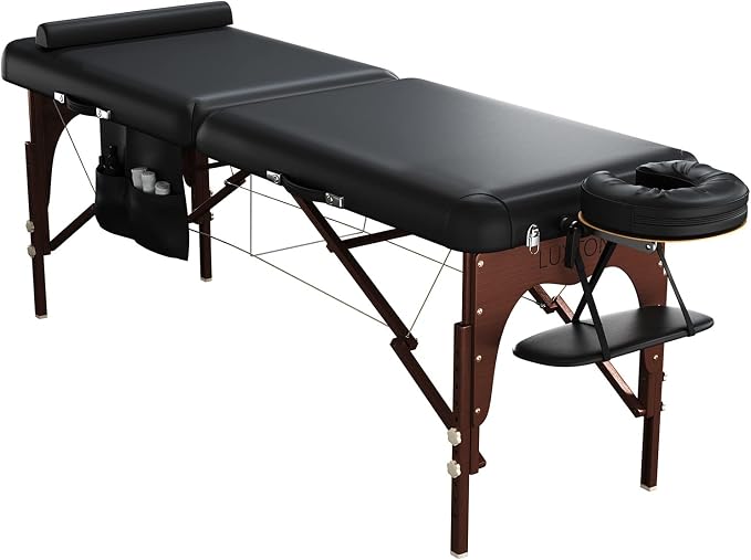 Premium Memory Foam Massage Table - Rolling Travel Case, Washable Sheets, Thicker & Wider