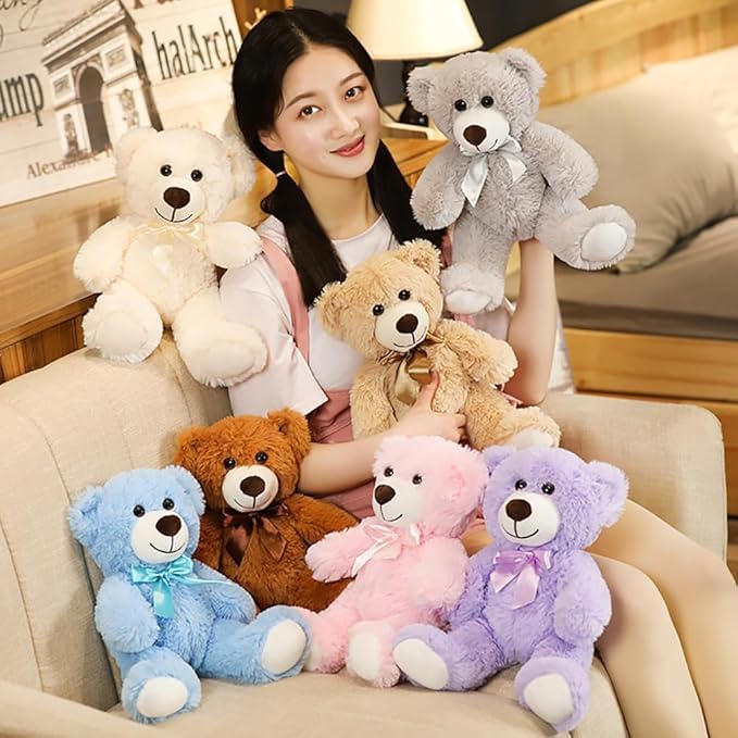 Teddy Bear Stuffed Animal, 12inch Teddy Bear Plush Toy, Birthday Valentine's Day Xmas Gifts for Kids Boys Girls Friends (B-Blue)