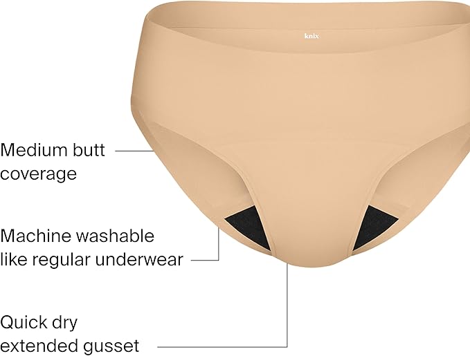 KNIX Super Leakproof No-Show Bikini Period Underwear – Heavy Flow, Reusable Absorbent Menstrual & Incontinence Panties