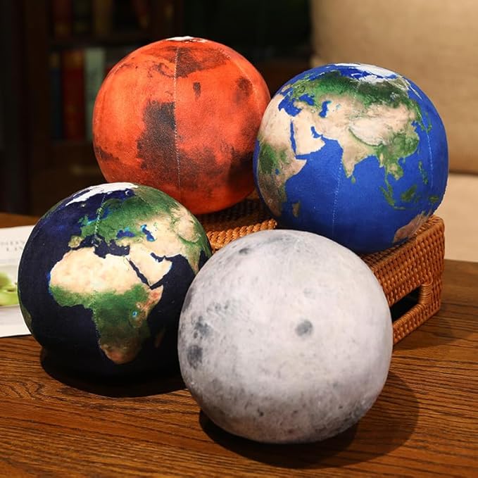Ultra-ealistic 3D Planet,Moon,Earth,The Sun,Pillow Plush Toys,for Kids Teens Adults, for Teachers and Parents, Educational Toy Learning, 10.6 in (Dark Blue Earth)