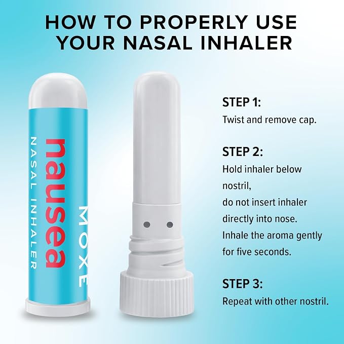 MOXE Nausea Nasal Inhaler Sticks, All Natural Essential Oil Blend, Ginger, Cardamom, Peppermint, Sweet Orange, Upset Stomach, Headaches, Easy-to-Use Portable Aromatherapy, Made in USA, 1 Pack