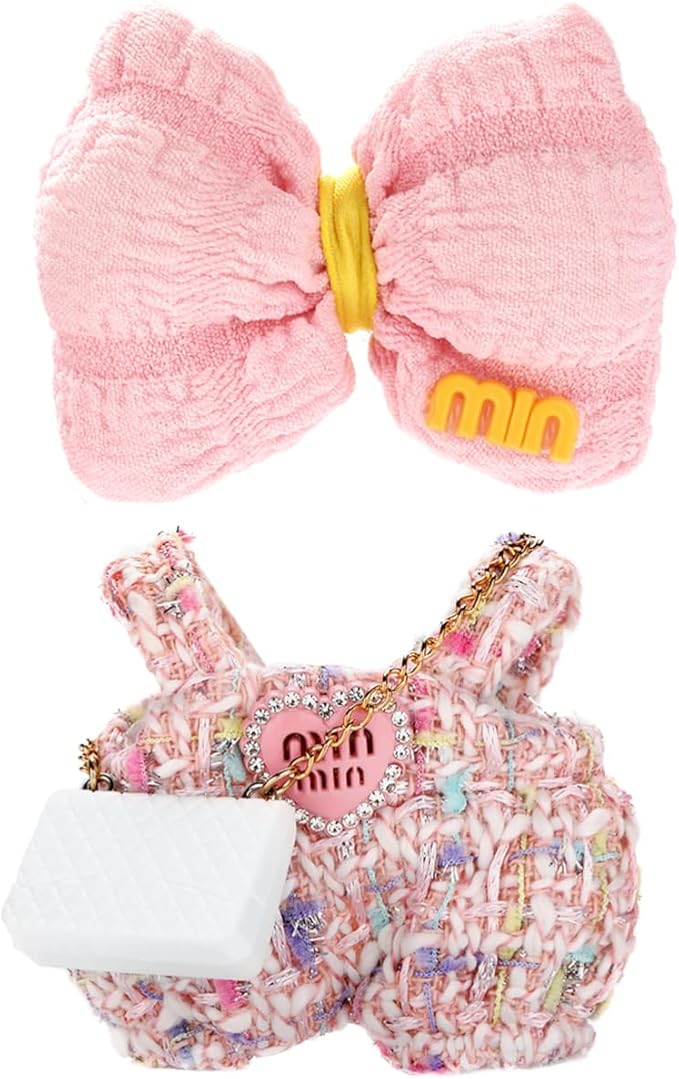 Doll Clothes for Labubu 17cm Have a Seat & Exciting Macaron & Big into Energy Series Dolls, Luxury Chic Series for 17cm Dolls Accessories (Heart Dress+Hairband+Bag)