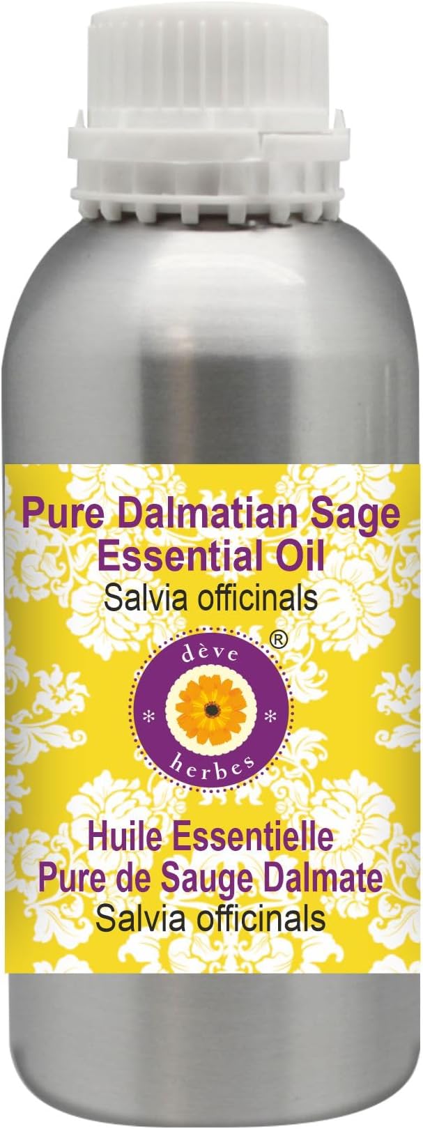 Deve Herbes Pure Dalmatian Sage Essential Oil (Salvia officinals) Steam Distilled 1250ml (42 oz)