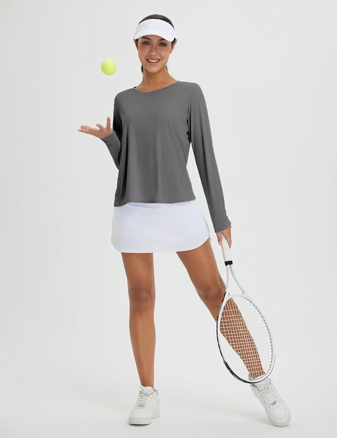 baleaf Women's Long Sleeve Workout Tops Running Sun Shirts Split Back | UPF 50+, Quick Dry, Lightweight, Breathable, Moisture-wicking, SPF, UV, for Athletic, Gym, Hiking, Tennis, Outdoor