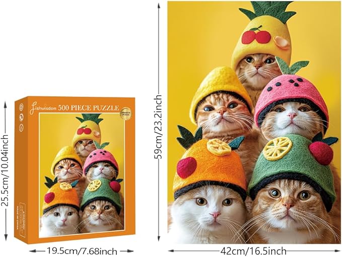 500 Pieces Large Size Jigsaw Puzzles for Adults and Teens and Kids Family Happy Games Funny Cats' Party [Larger Pieces] (Cat's Party)