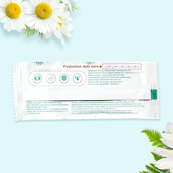 Travel Feminine Hygiene Wipes, Individually Wrapped Wipes, 200 Pack | Chamomile pH-Balanced Feminine Wipes, Individually Wrapped Portable Large Hygiene Wipes for Friends & Homeless Care