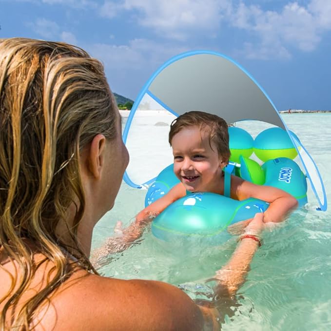 LAYCOL Baby Swimming Float with UPF50+ Sun Canopy Baby Floats for Pool No Flip Overbaby Pool for Baby Age of 3-36 Months