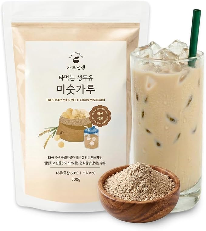 KIM'S TABLE Korean Misugaru Healthy Beverage Non-GMO Roasted Grains Misugaru 18 Multi-Grain Drink Mix, Nutritional Mixed Powder, Naturally Sweetened, High Protein, Vegan, 17.6 oz(500g), 18곡 미숫가루
