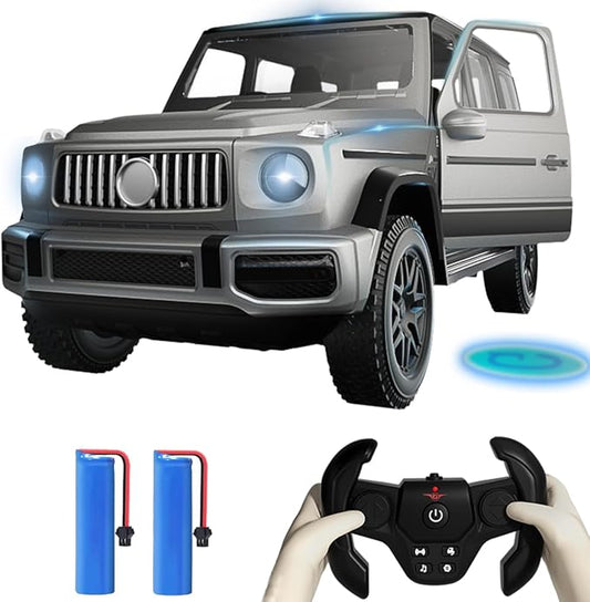 SNACKTANT 2.4G RC Cars for Kids, 1:14 Remote Control Jeep Toy with LED Lights, Gesture Sensing Open Doors Racing SUV Truck, Off-Road All Terrain Crawler Vehicle Toy, Birthday for Boys