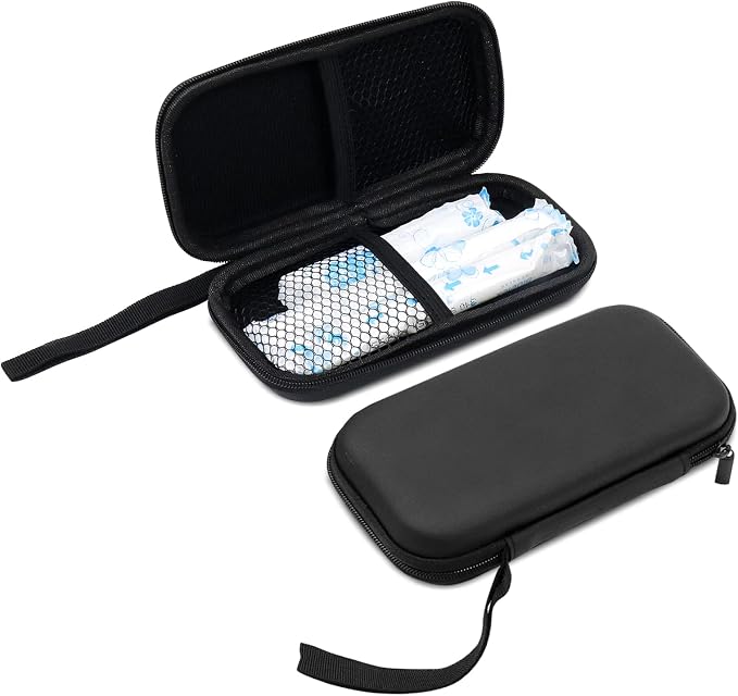 Tampon Holder for Purse,2 Pack Black Tampon Storage Bag with Zipper 6.3x3.3x1.2 inches Small Pouch for Feminine Products Portable Period Bags for Women,Ladies