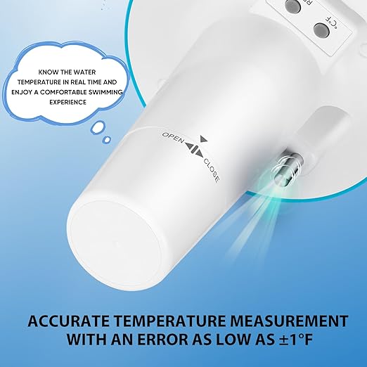 Solar Pool Thermometer Floating Easy Read - IPX8 Waterproof Digital Pool Water Temperature Thermometer for Swimming Pools, Hot Tubs, Ponds, Ice Baths
