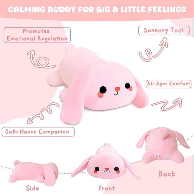 Weighted Stuffed Animals, 3.74 lbs Bunny Stuffed Animal with Weighted Beads, Cute Plush Toy Pillow Gifts for Adults Kids Boys Girls